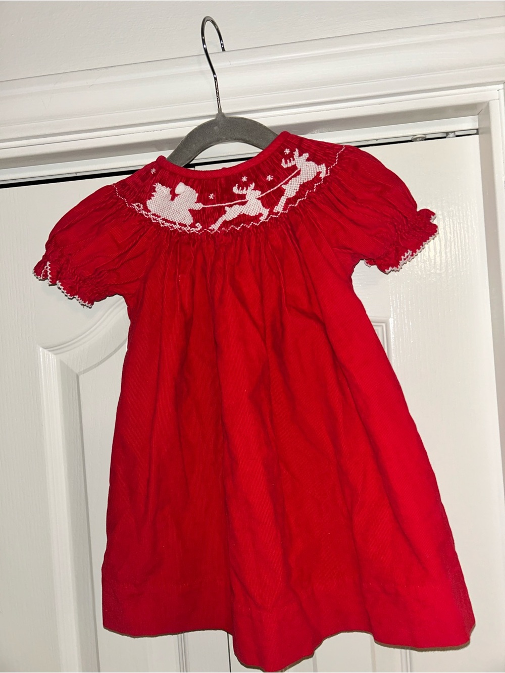 Classic Red Smocked Holiday Dress for Girls
